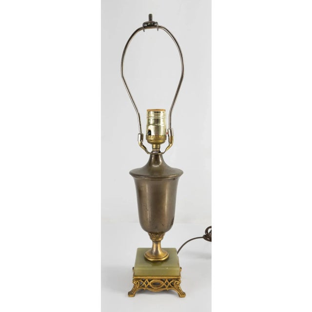 Brass Late 20th Century Decorative Brass and Onyx Gilt Table Boudoir Lamp For Sale - Image 8 of 8