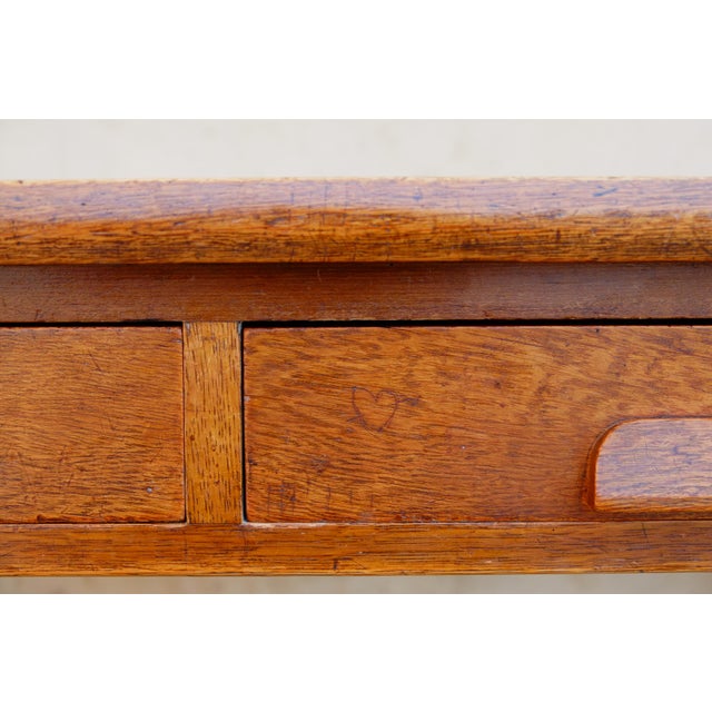 1930s English Edwardian Oak Desk, 1930s For Sale - Image 5 of 13