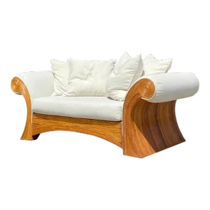 Vintage Coastal Pencil Reed Roll Arm Sofa