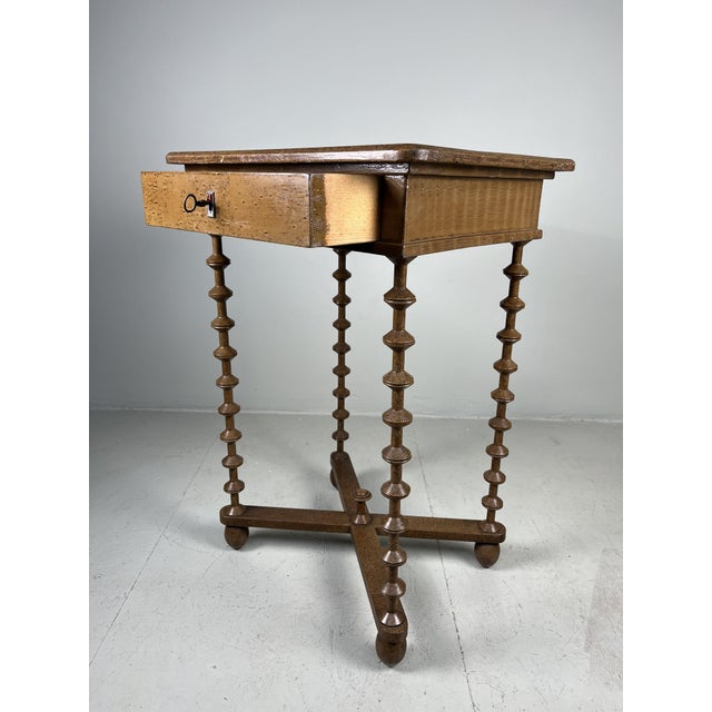Wood Side Table with Drawer, 1930s For Sale - Image 7 of 15