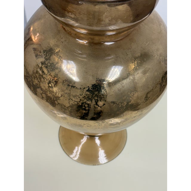 Late 20th Century Antiqued Mercury Glass Lidded Urn For Sale - Image 5 of 12