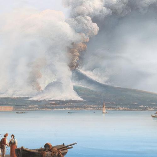 View from Vesuvius, Gouache on Cardboard, 20th Century, Framed For Sale - Image 3 of 10