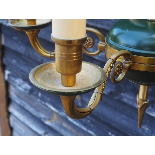 Empire Style Bronze Chandelier with Green Lacquered Bowl, 1950s For Sale - Image 16 of 18