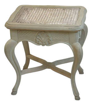 Vintage French Louis XV Style Wooden Stool / Vanity Stool With Caned Seat