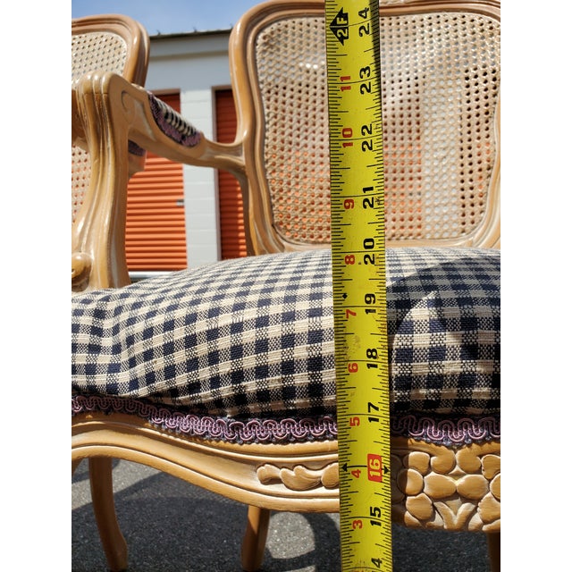 Mid 20th Century French Provincial Louis XV Style Cane Backed Fauteuils Arm Chairs For Sale - Image 11 of 17