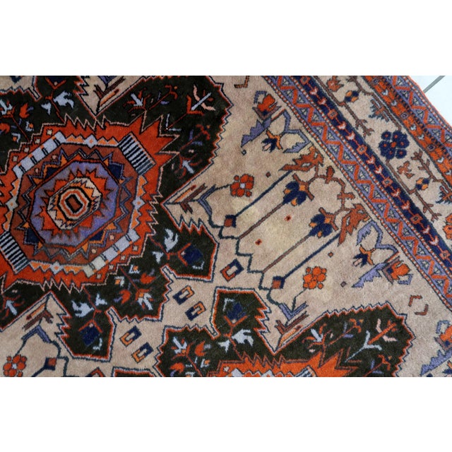 Sky Blue 1960s, Handmade Vintage Caucasian Kazak Rug 4' X 6.9' For Sale - Image 8 of 11