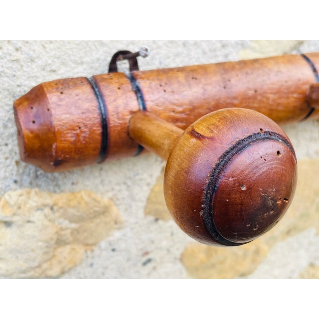 Wood Mid-Century Modern Faux Bamboo Wall Mounted Coat Rack, 1940s For Sale - Image 7 of 17