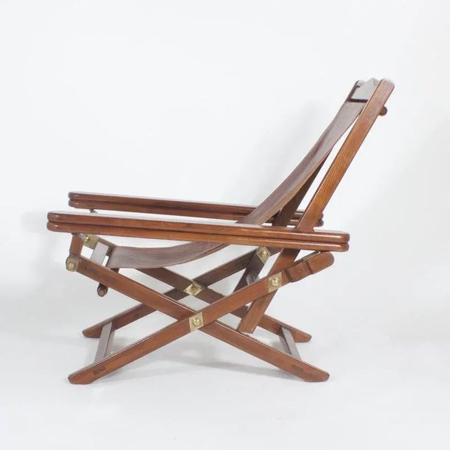 Exceptional Pair of Campaign Style Folding Chairs For Sale - Image 4 of 9