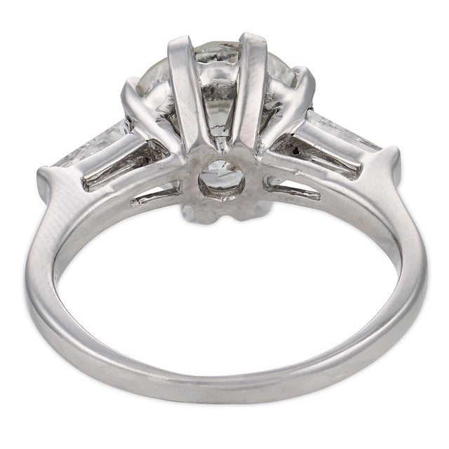 Mid Century Gia 4.27 Carat Diamond Platinum Engagement Ring, Size 6.75 For Sale In Los Angeles - Image 6 of 6