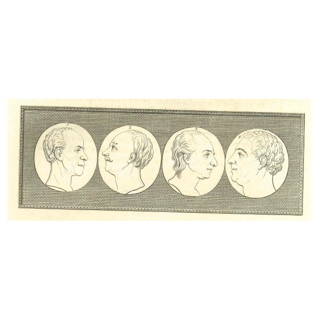 Thomas Holloway, Heads of Men, Original Etching, 1810 For Sale