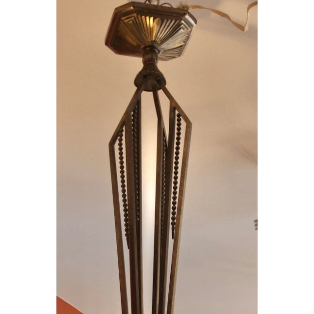 French Four-Arms Hanging Light by Muller Frères for Muller Frères, 1930s For Sale - Image 11 of 12