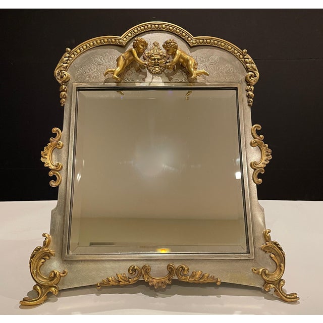 Beaux-Arts Late 19th Century Silvered And Gilt Figural Table Mirror By Derby Silver Co. For Sale - Image 3 of 7
