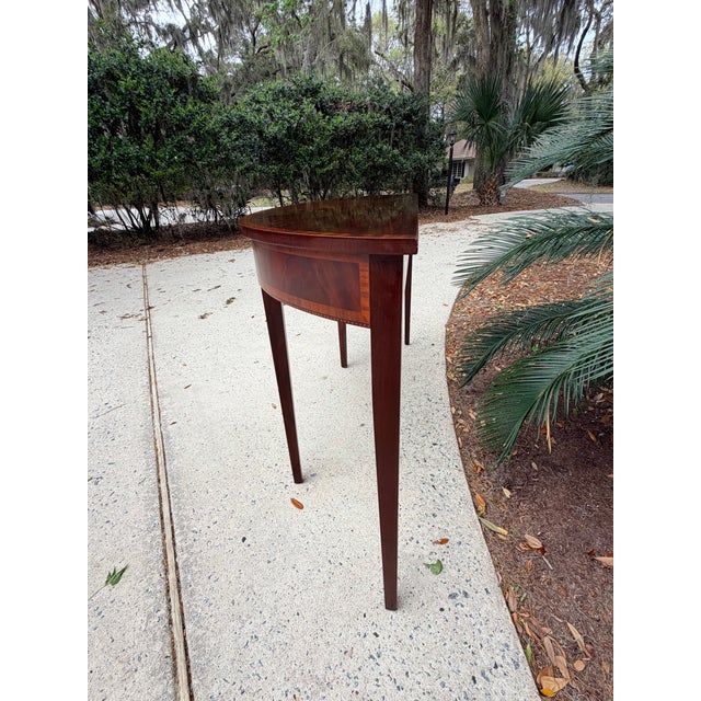 Long Federal Style Demi Lune Inlaid Mahogany Console Table For Sale - Image 12 of 13