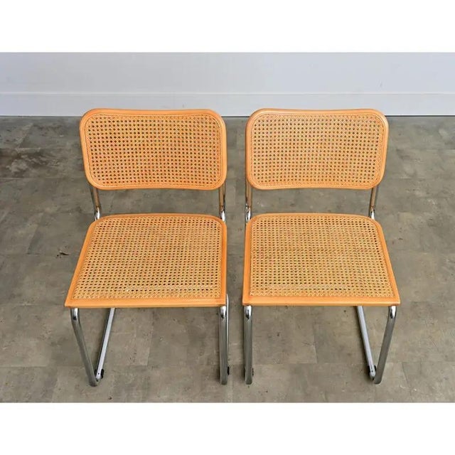 Wood Pair of Italian Vintage Breuer Cesca Style Side Chairs With Cane Seats For Sale - Image 7 of 14