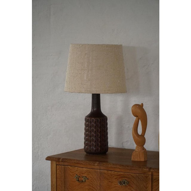 Danish Modern Ceramic Table Lamp in Brown Glaze by Desire Stentøj, Denmark, 1960s For Sale - Image 4 of 17