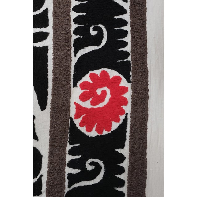 Mid-19th Century Black Suzani Textile Art 4'8" X 5' For Sale - Image 4 of 8