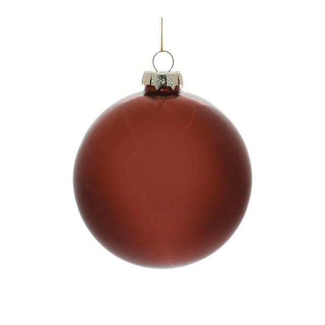 Contemporary Red Glass Ball Ornament (Set of 6) For Sale - Image 3 of 5