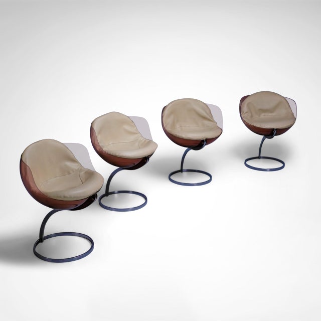 Sphere Chairs by Boris Tabacoff for Mobilier Modulaire Moderne, 1970s, Set of 4 For Sale - Image 3 of 5