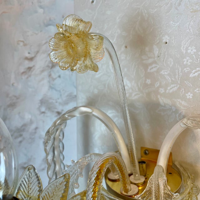 Metal Murano Sconces in the style of Barovier & Toso, 1980s, Set of 2 For Sale - Image 7 of 15