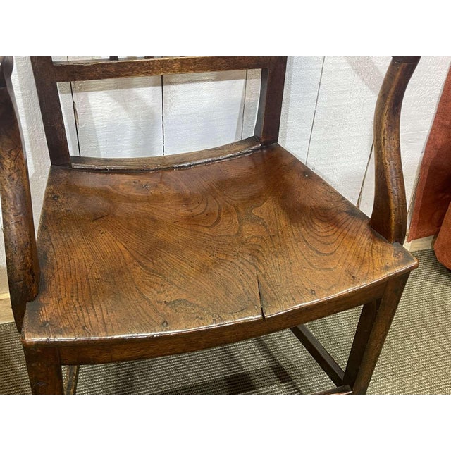 Brown Antique Table in Elm and Oak with Extensions and Chairs, Set of 9 For Sale - Image 8 of 18