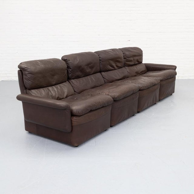 1970s Leather Modular Sofa, 1970s, Set of 4 For Sale - Image 5 of 17