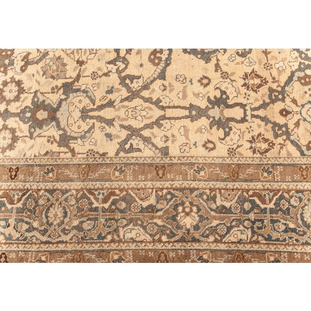 1930s Authentic Persian Tabriz Rug in Beige, Blue, Brown and Gray For Sale - Image 5 of 8