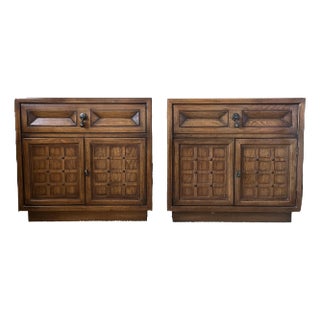 Mid 20th Century Pair of American of Martinsville - Vintage Spanish Revival Nightstands For Sale