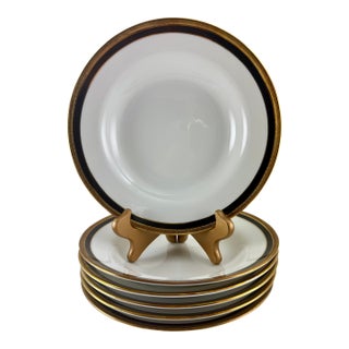 1980s Richard Ginori Black Palermo Rimmed Soup Bowls Italy - Set of 6 For Sale