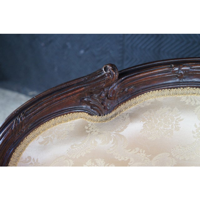 2 Antique French Louis XV Walnut Fauteuil Bergere Wingback Armchairs For Sale - Image 9 of 17