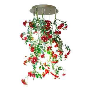 Small Round Flower Power Wild Red Roses Chandelier from VGnewtrend, Italy