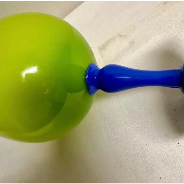 1960s Chartreuse and Periwinkle Blue Snifter Vase For Sale In Detroit - Image 6 of 6