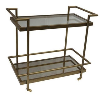 Brass Glass & Mirror Bar Cart For Sale