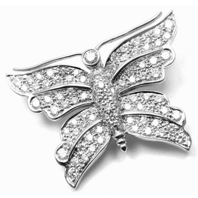 2000 - 2009 Tiffany & Co. Butterfly Platinum Diamond Pin Brooch For Sale - Image 5 of 8