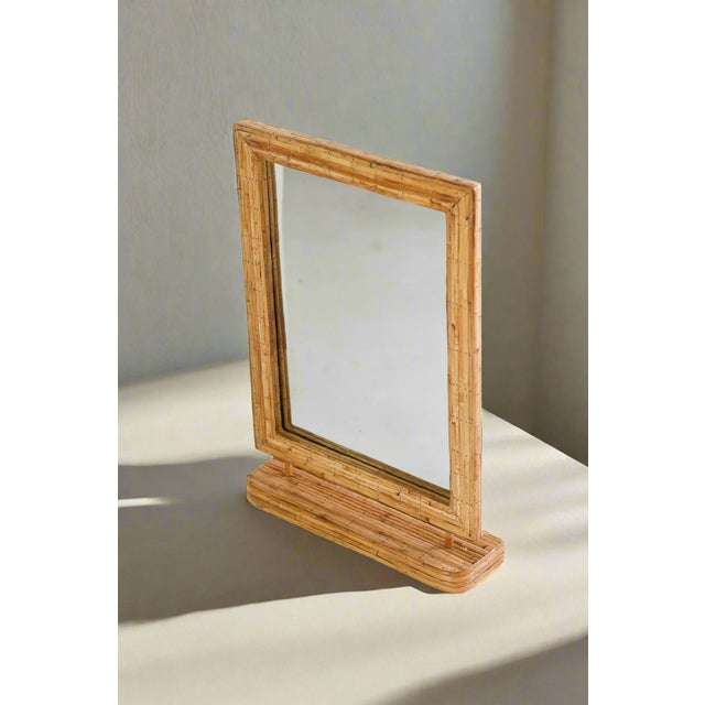 Cane Vanity Mirror Mid Century Modern For Sale - Image 4 of 8