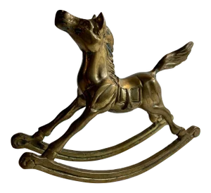 1980s Vintage Brass Rocking Horse
