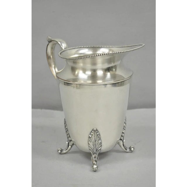 Victorian Vintage Victorian Silver Plated Bulbous Footed Water Pitcher W/ Handle by Hs For Sale - Image 3 of 11