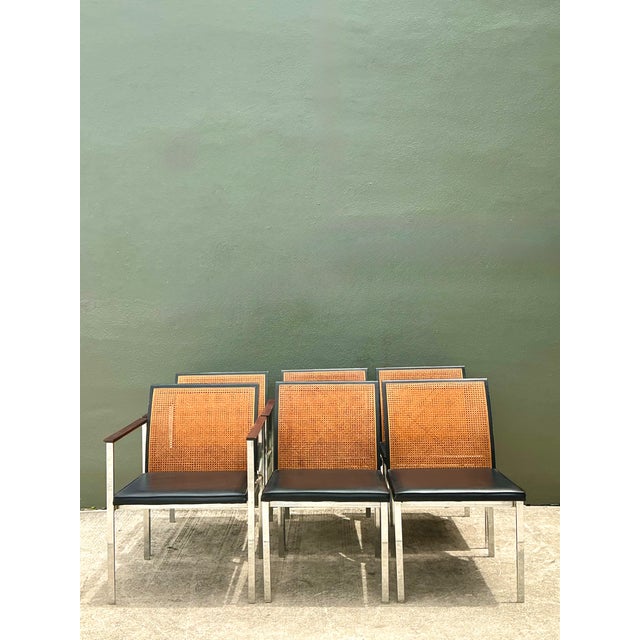 Vintage Paul McCobb for Lane Chrome Frame and Cane Dining Chairs - Set of 6 For Sale - Image 14 of 18
