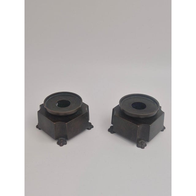 1920s Swedish Grace Bronze Candleholders by Jacob Ängman for GAB, 1920s, Set of 2 For Sale - Image 5 of 11