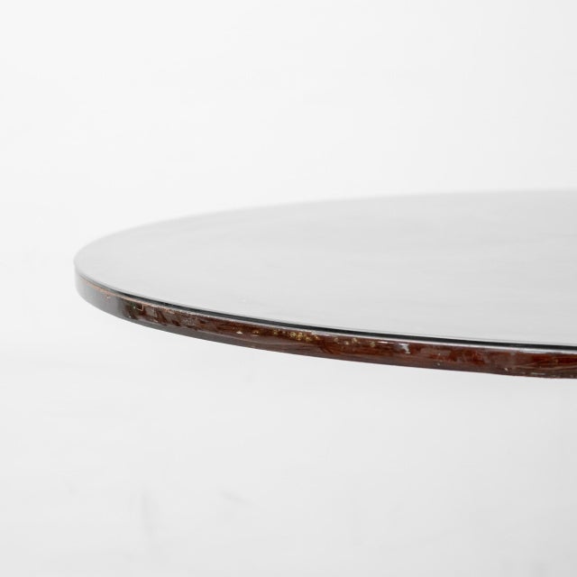 Round Table in Wood, Glass and Metal, 1970s, in Good conditions. Designed 1970 to 1979