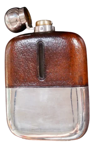 Antique Silver Plated Leather Bound Hip Flask by James Dixon & Sons, 1920s