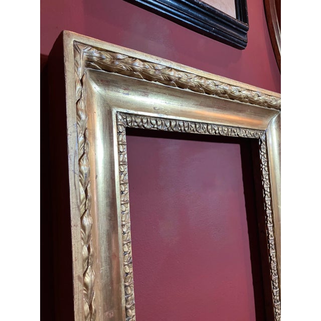 Gold Tuscan Empire Carved Gold Leaf Gilt Frame, Italy, 19th Century For Sale - Image 8 of 11