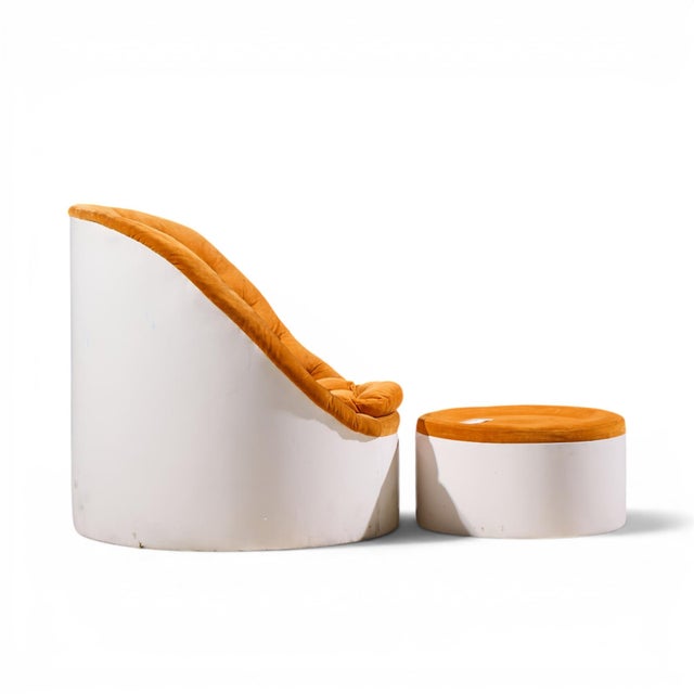 White Milo Baughman for Thayer Coggin Mid Century Lounge Chair and Ottoman For Sale - Image 8 of 10