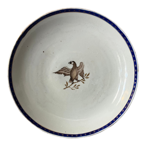 Antique Early 19th Century Chinese Export Porcelain Dish or Low Bowl With Eagle for the American Federal Market Circa 1800