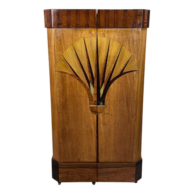Vintage Art Deco Marquetry Bar, 1920s For Sale