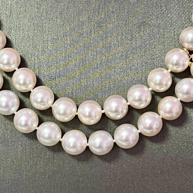 1990s Mikimoto Estate Akoya Pearl Necklace 18k Gold Certified For Sale - Image 10 of 12