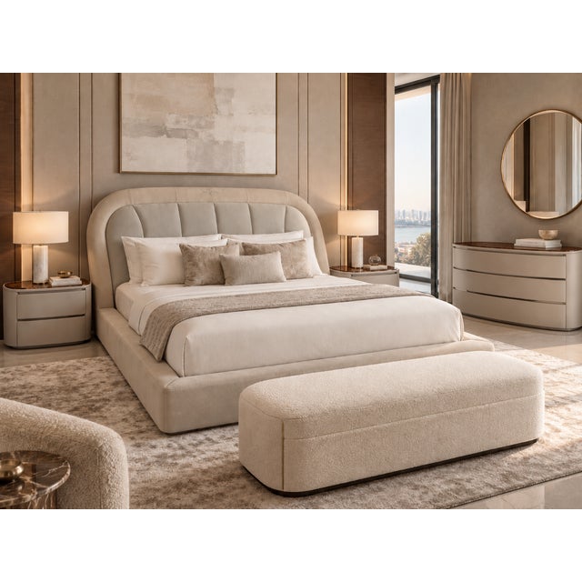 Exceptional four-piece Bentley Home bedroom suite, crafted in Italy by Luxury Living Group, comprising the Berkeley king...
