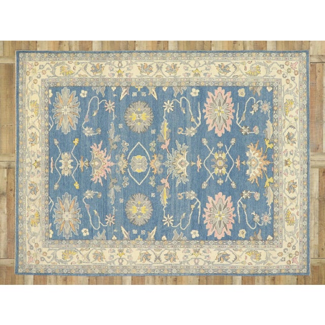 Blue Vintage Blue Modern Oushak Rug - 09'02 X 12'00 For Sale - Image 8 of 9