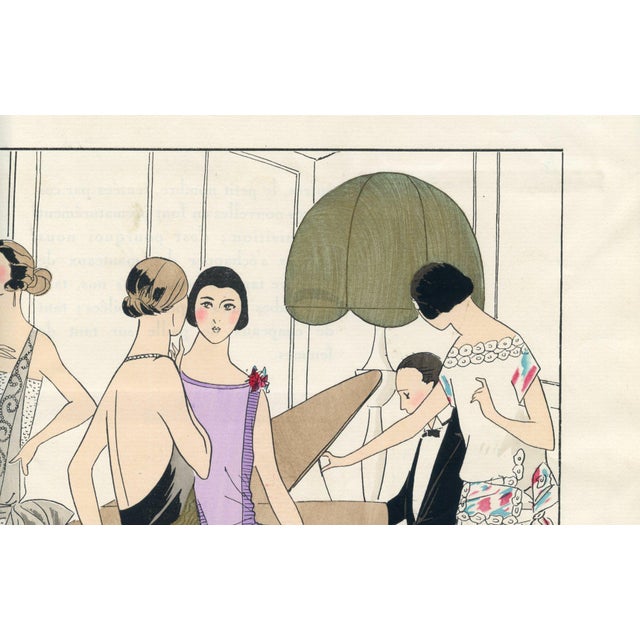 Richly-colored original 1923 pochoir print from the exclusive Parisian fashion magazine Art-Gout-Beaute published from...