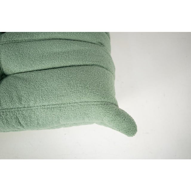 Set of Togo Lounge Chair and Pouf in Mint Bouclet Fabric by Michel Ducaroy for Ligne Roset, 1973 For Sale - Image 15 of 18