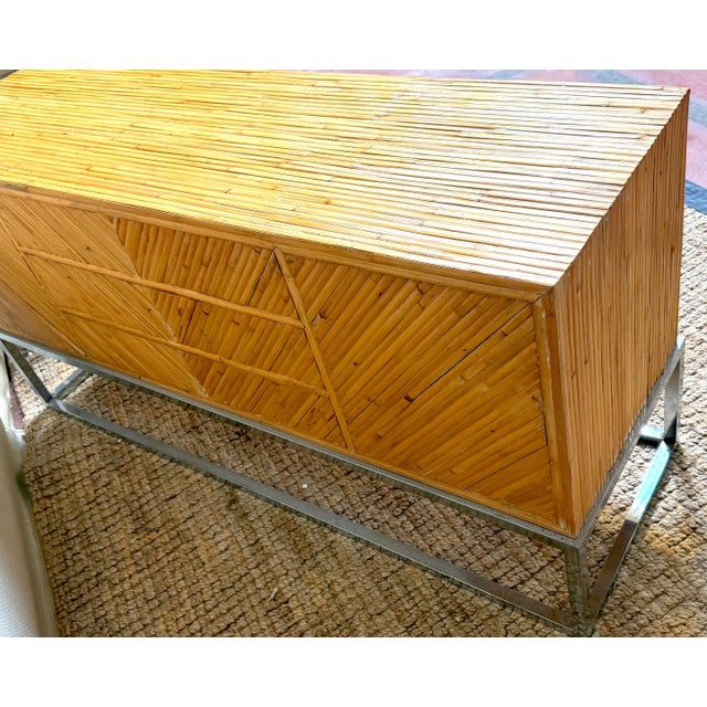 1970s Milo Baughman Split Bamboo, Pencil Reed and Chrome Credenza / Sideboard For Sale - Image 10 of 10